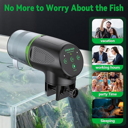 Automatic Fish Feeder for Aquarium, Auto Food Dispenser with Timer, 200 ml Fish Feeder for Pellets Granules & Strips, Automatic Fishs Dispenser for Small Tank, Big Aquariums & Pond