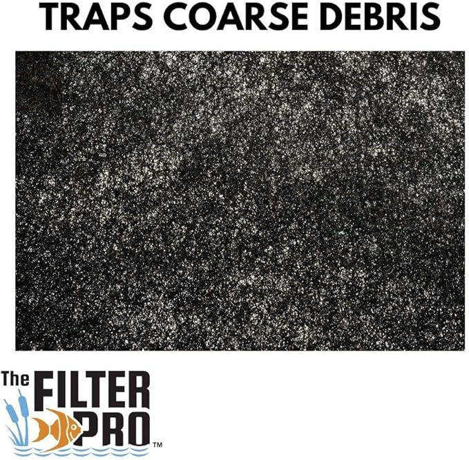 Black Coarse Filter Media, 1.25" Thick, 12" x 12" Pads, 2 Pack, Perfect for Aquariums, Ponds or Water Gardens, Made in USA