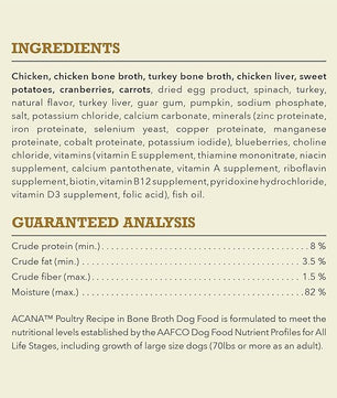 ACANA Premium Chunks in Bone Broth Grain-free Wet Dog Food Poultry Recipe 12.8oz Cans (12 Count)