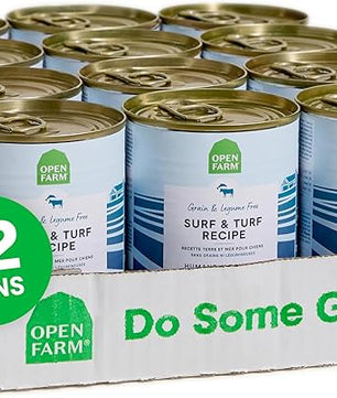 Open Farm Canned Dog Food, Paté for Complete & Balanced Nutrition, Grain-Free and Legume-Free, Surf & Turf Recipe, 12.5oz Cans (Pack of 12)