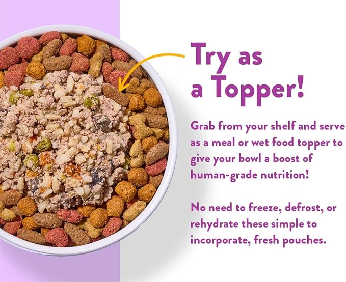 Portland Pet Food Company Fresh Dog Food Pouches - Human-Grade Topper Mix-Ins & Wet Pet Meals - Small & Large Breed Puppy & Senior Dogs - Gluten-Free Meal Toppers, Made in The USA - 12 Pack Variety