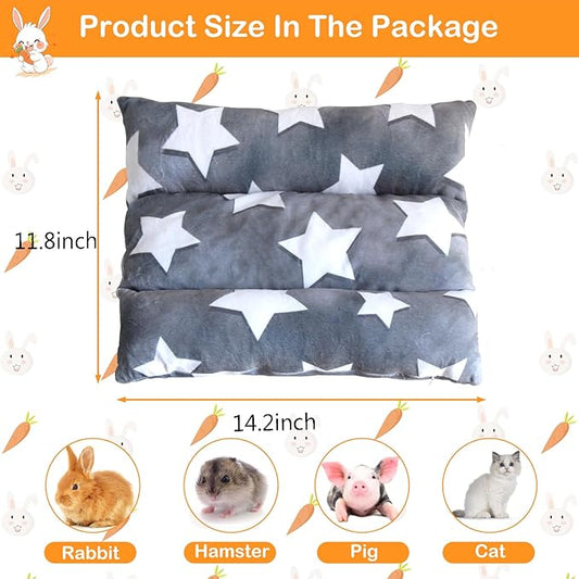 11.8 X 14.2in Removable and Washable Soft Rabbit Bed, Thickened and Softer Bunny Bed, Double-Sided Plush Rabbit Beds,Rabbits Concave Bed,Small Beds for Animals Indoor,Small Gray