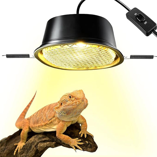 G9 Reptile Heat Lamp Combo Kit- 50W UVA Basking Bulb & Low Profile Tank Hood for Bearded Dragons Turtles Lizards Leopard Geckos | Terrarium Heating Lamp with Safety Mesh & Warm White Bulb