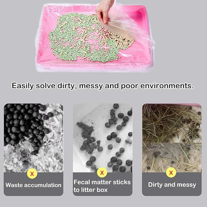 Disposable Small Animal Cage Liners, Rabbit Tray Film Liner Bunny Litter Pan Bags Guinea Pig Cage Toilet Plastic Film for Bird Hamster Chinchilla Hedgehog (100 PCS, 23'')