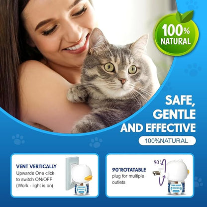 Cat Calming Pheromones Diffuser: 6-in-1 Kit Cat Appeasing Pheromone Diffuser to Calm (2 Plugin+4x48ml Refills) for Comfort Reduces Stress Anxiety, Long-Lasting Appeasing Pheromone for Pet Cat (6in1)