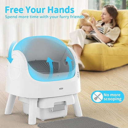 Self Cleaning Cat Litter Box, Automatic Cat Litter Box for Multiple Cats, Integrated Safety Protection with Open-Top Design