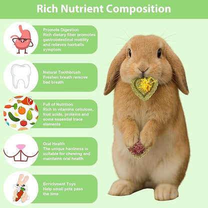 40PCS Timothy Hay Treats Bunny Rabbit Toys for Boredom, Handmade Guinea Pig Chew Treats Toys, Chinchilla Chews for Teeth Small Animals Hamster Rat Gerbil
