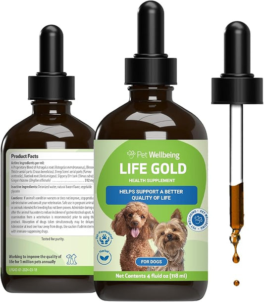 Life Gold for Dogs - Supports Detoxification, Immune System Health, Antioxidants - Vet-Formulated Herbal Supplement – 4 oz (118 ml)