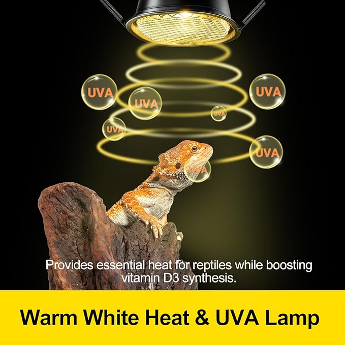 G9 Reptile Heat Lamp Combo Kit- 50W UVA Basking Bulb & Low Profile Tank Hood for Bearded Dragons Turtles Lizards Leopard Geckos | Terrarium Heating Lamp with Safety Mesh & Warm White Bulb