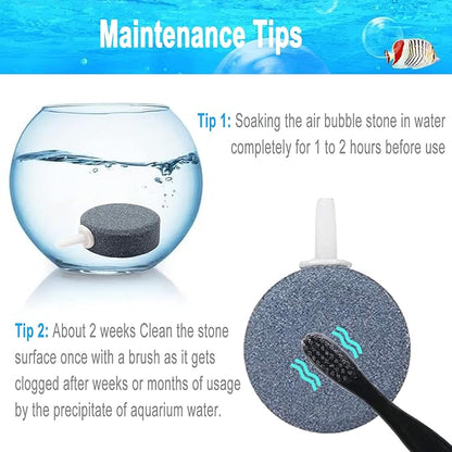 Aquarium Air Stone Disc - 1.6 Inch Bubble Diffuser, 2PCS Aquarium Bubbler Stone, Fish Tank Air Stones, Airstone Bubbler, Aquarium Air Aump Accessories, Air Stones for Aquariums