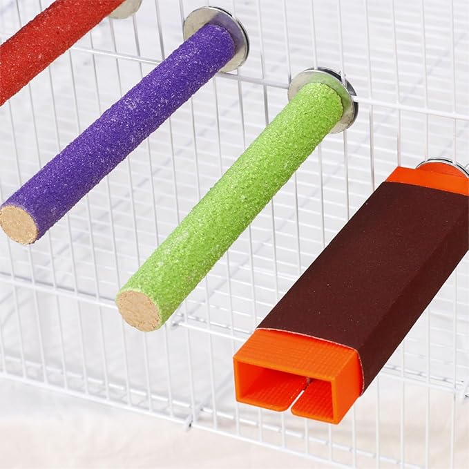 Sugar Glider Toys Sharpening Claws Toys for Bird Cage Accessories Steps Toys Bird Toys for Parrots Small Animal Climbing Steps Scratching Snadpaper for Cages Parakeet perches(Set B)