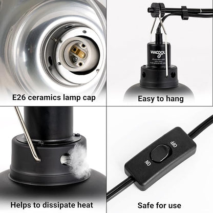 Reptile Light Fixture 2 Pack, 5.5 in Deep Dome Reptile Heat Lamp Fixture, Optical Reflection Terrarium Light Fixture for Reptile UVB UVA Heat Basking Bulbs