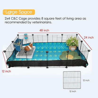 CHEGRON Guinea Pig Cages with Super Soft Liner 48x24x12inch C&C Small Animal Cage Pet Puppy Playpen Indoor Rabbit Chinchilla Hedgehog Habitat Fence DIY 12PCS Metal Grids with Waterproof Bottom