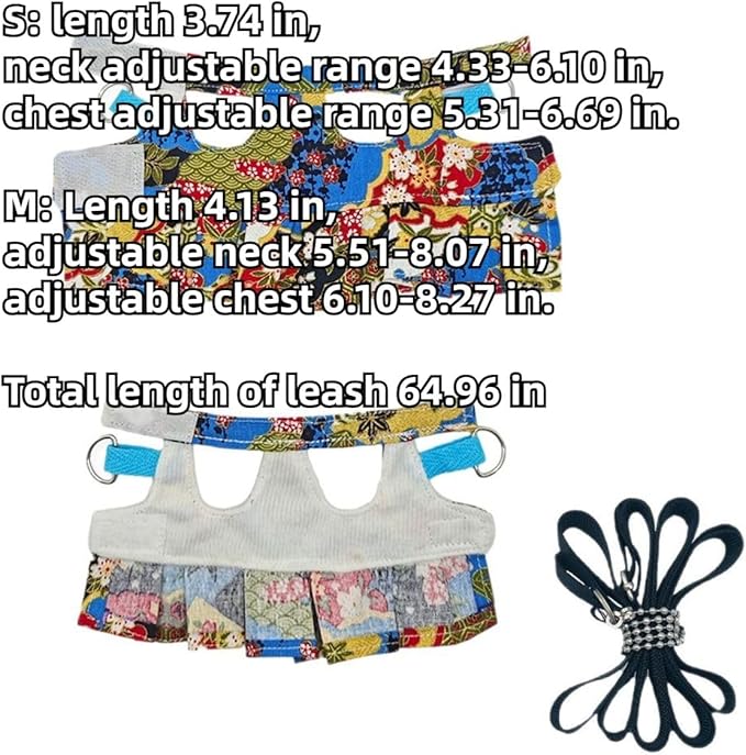 3 Sets Squirrel Leash and Harness Set,Traction Rope Strap, Ferret Harness Vest, Adjustable Flora Small Animal Harness Vest for Ferret, Dwarf Chinchilla, Guinea Pig, Fancy Rat (Medium)