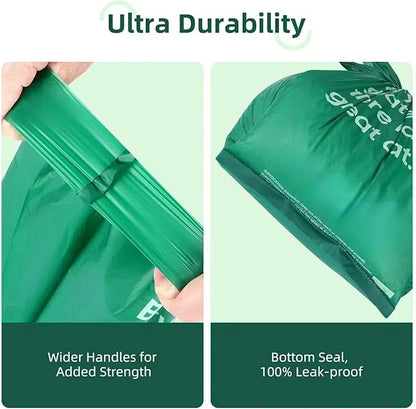 125 Count Cat Poop Bags with Handles, Disposable Litter Bags for Pet Poop, Extra-Thick Kitty Cat Waste Bags Easy Tie Leak-Proof Strengthen Unscented (Made of 70% Recycled Plastic)