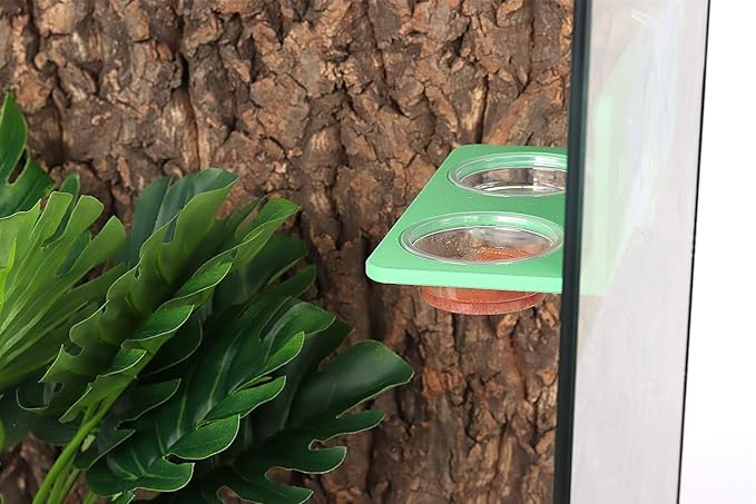 Crested Gecko Feeding Ledge with 10PCS Reptile Food Cups - Green