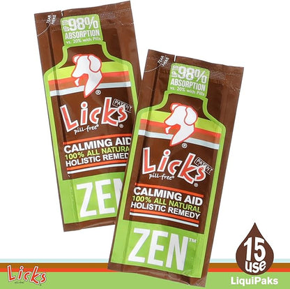 Zen Dog Calming - Calming Aid Supplements for Aggressive Behavior & Nervousness - Treats for Stress Relief & Dog Health - Gel Packets - Braised Beef Flavor, 5 Use