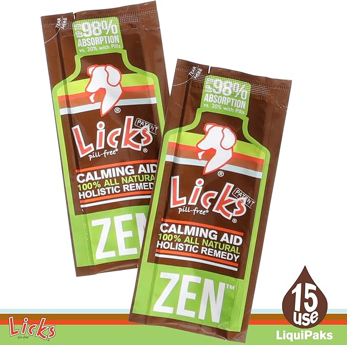 Zen Dog Calming - Calming Aid Supplements for Aggressive Behavior & Nervousness - Treats for Stress Relief & Dog Health - Gel Packets - Braised Beef Flavor, 5 Use