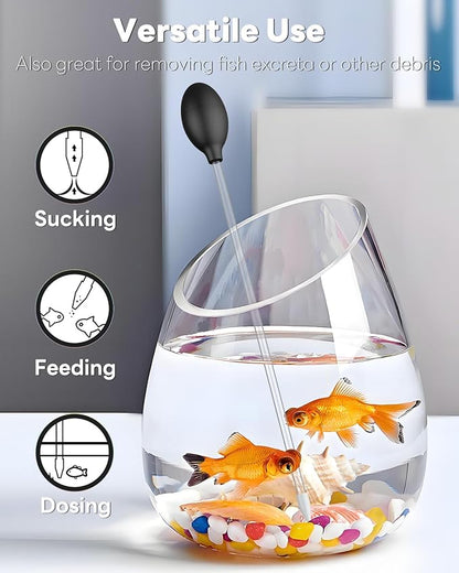 Pawfly Aquarium Coral Feeder - Long Pipette for Coral Food Feeding Tube - Manual Excreta Cleaner - Acrylic Syringe for Reef Marine Fish & Shrimp