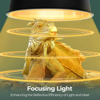 2 Pack Reptile Light Fixture, 8.5in Deep Dome Reptile Heat Lamp Fixture with Switch, Dual Terrarium UVB Basking Light Fixture for Chameleons Chicks, Suitable for E26 Bulbs Up to 150W