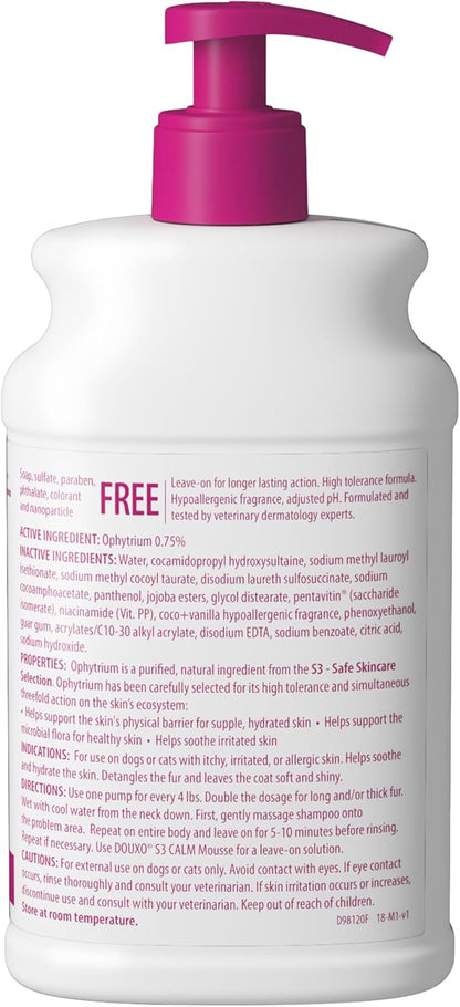 Douxo S3 Calm Shampoo, Contains 0.75% Ophytrium, Soothing, For Itchy, Irritated or Allergic Skin, For Dogs and Cats, 16.9 fl. oz. (500mL)