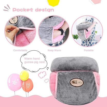 YUEPET Guinea Pig Bed Cuddle Cave Warm Fleece Cozy House Bedding Sleeping Cushion Cage Nest for Small Animal Squirrel Chinchilla Rabbit Hedgehog Cage Accessories Grey