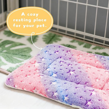 4-Pack Guinea Pig Bed, Washable Bunny Mat, Fleece Rabbit Bedding, Soft Flannel Small Animal Cage Liner, Blanket for Hamster Ferret - 14"x10"