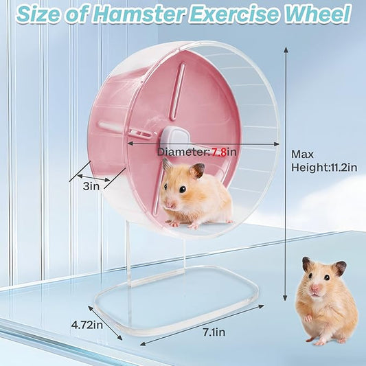 kathson Hamster Exercise Wheel 7.87 in Silent Spinning Running Wheels with Stand for Hamsters, Gerbils, Mice and Other Small Pets (Pink)