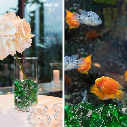 Versatile Frosted Sea Glass Block - 1LB Green Vase fillers, Aquarium Gravels, Sea Glass Decor, Ideal for DIY Crafts, and Home Decor - Perfect for Beach Weddings and More