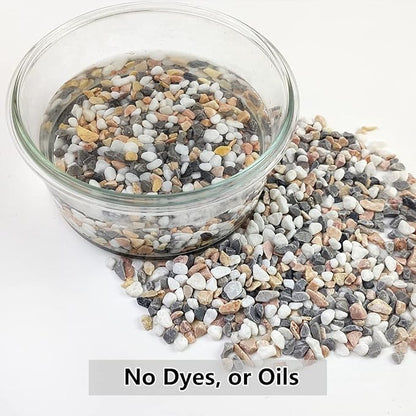 2LB Succulent and Cactus Gravel Pebbles, 1/5 Inch Natural Decorative Polished Stones, River Rocks for Vases, Aquariums, Terrarium and Outdoor Gardening, Mixed Color