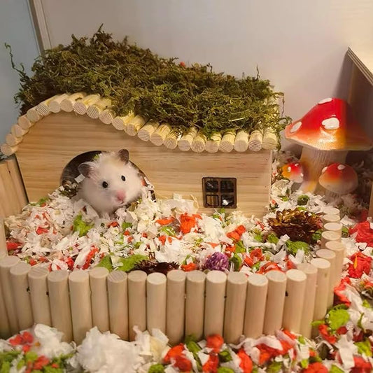 Hamster Wooden House with Windows Rat Wood Hideout Small Animal Climbing Play Hut for Dwarf Hamster Sugar Gliders Gerbil