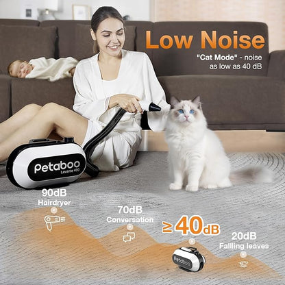 Dog Blow Dryer - Ultra-Quiet 40dB Cat Mode, 3-in-1 Nozzles & Adjustable Speed/Temp, Negative Ion Technology, BLDC Motor for Fast Drying, Portable & All-in-One Storage for Dogs & Cat