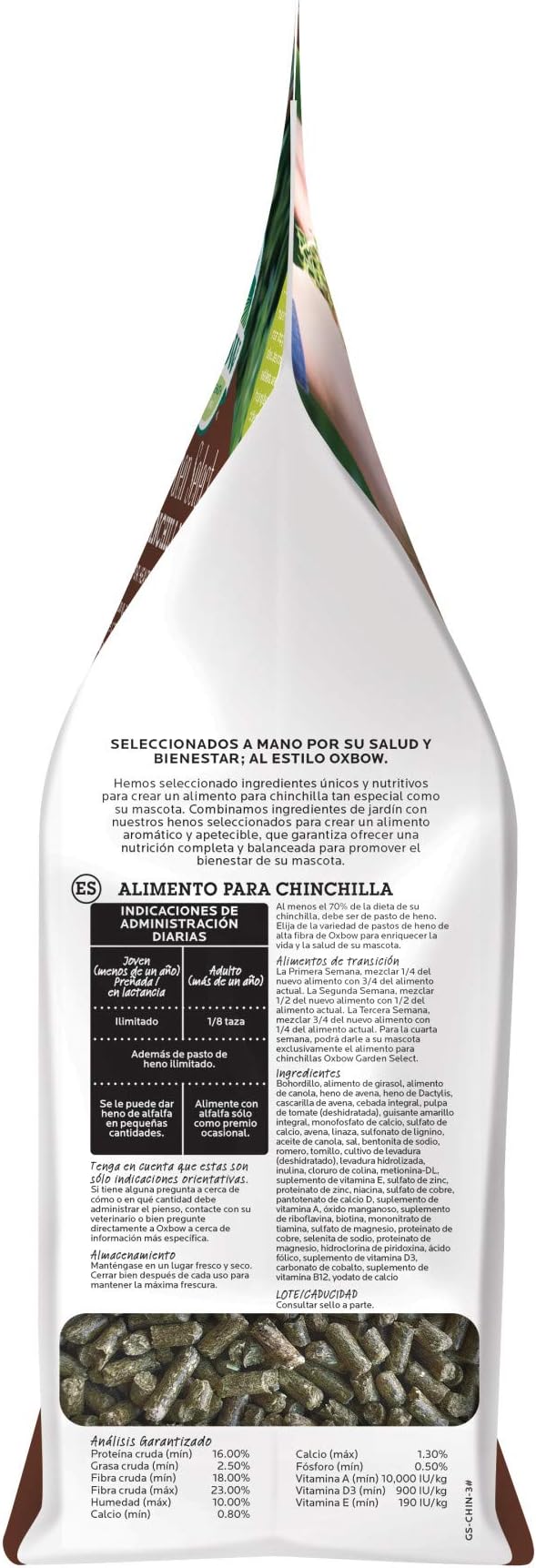 Oxbow Animal Health Garden Select Chinchilla Food, Garden-Inspired Recipe for Chinchillas of All Ages, Vitamin & Mineral Rich Pet Food Pellets, Non-GMO, Made in USA Hay, 3 Pound Bag