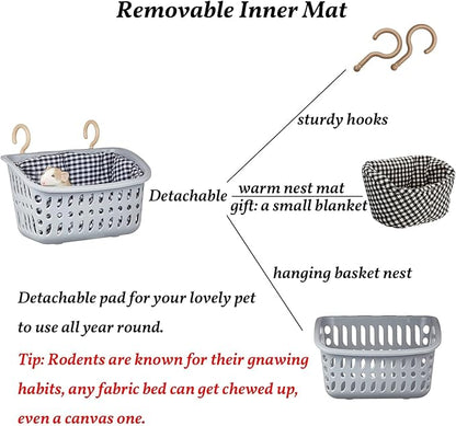 JWShang Rat Hammock for Cage, Chew Proof Hanging Basket Bed with Sturdy Hooks, Pet Cage Accessories, Safe Cozy Small Animal Rodent Hammock for Sugar Glider Mice Snuggling Sleeping
