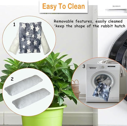 11.8 X 14.2in Removable and Washable Soft Rabbit Bed, Thickened and Softer Bunny Bed, Double-Sided Plush Rabbit Beds,Rabbits Concave Bed,Small Beds for Animals Indoor,Small Gray