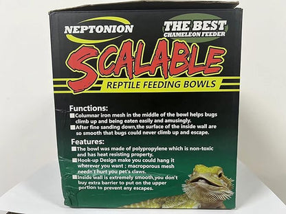 Hookable Chameleon Feeding Bowl, Professional Live Worm Organizer with Column for Prey to Climb and Move, Suitable for Lizard, Bearded Dragon, Iguana, Gecko, Toad, Frog