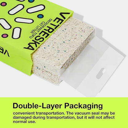 VETRESKA Tofu Cat Litter, Natural Strong Clumping Flushable Litter Pellets, Ultra Water Absorbent Deodorant Tofu Litter, Dust-Free Low Tracking Cat Litter, Cactus(5.5lb×4bags)