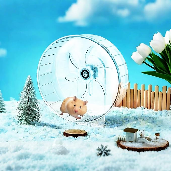 Silent Hamster Exercise Wheel - Hamster Toys Cages Accessories 9.45 Inch Running Spinner with Adjustable Stand Quite Runner for Small Animal Pet Gerbil Dwarf Syrian Hedgehog Rat Mouse Mice