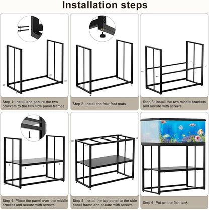 Urban Deco 40 Gallon Fish Tank Stand 660LBS Capacity For Aquarium Stand Metal Fish Tank Stand 38.2"x18.5"x29.5" Dual-Layer Design Terrarium Stand Ideal for Home and Office
