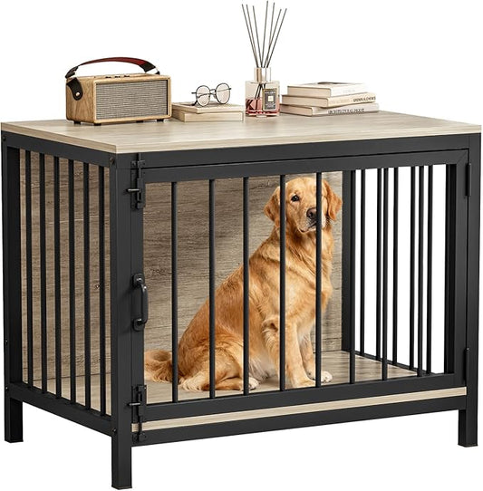 31" Dog Crate Furniture for Small and Medium Dogs, Heavy Duty Wooden Dog Kennel Furniture for Indoor Use, Decorative Pet Cage End Table Fits All Decor Styles, Sleek & Stylish