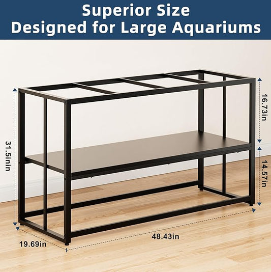 Urban Deco 55-75 Gallon Fish Tank Stand 900LBS Capacity For Aquarium Stand Metal Fish Tank Stand 48.4"x19.7"x31.5" Dual-Layer Design Terrarium Stand Ideal for Home and Office