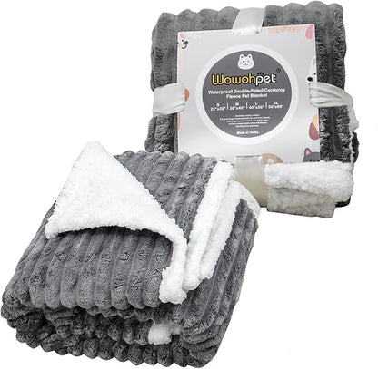 Waterproof Pet Blanket Soft Calming Dog Blanket Cozy Sherpa Fleece Blanket Reversible Furniture Protector Cover for Small Medium Large Dogs Cats Machine Washable, Drak Grey 30x40 in