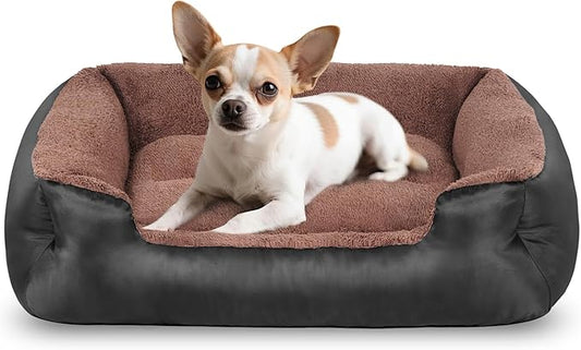 Dog Bed for Small Dogs - Washable Dog beds with Sides, Comfortable and Breathable Pet Couch Bed with Non-Slip Bottom, Black
