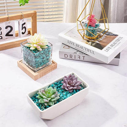 0.88 Lb Turquoise Aquarium Gravel Rocks Betta Fish Tank Pebbles, Polished Tumbled Crystals Stones Crushed Quartz Chips for Crafts, Fish Turtle Tank and Home Decoration