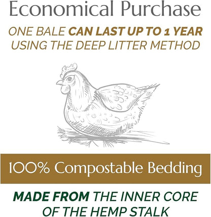 High Grade French Hemp Bedding, 44lb (400L) Jumbo Bulk Bag of Extremely Low Dust Shavings for Horses, Chickens, Small Animals, Rats, Guinea Pigs, Bunny Rabbits, Reptiles, Good Chicken Coop Bedding