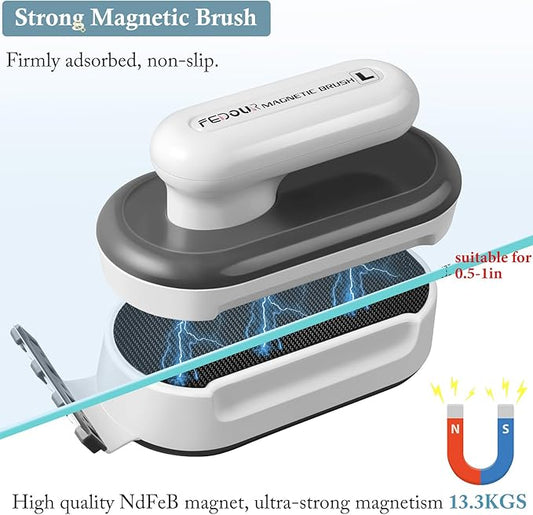 FEDOUR Aquarium Strong Magnetic Cleaner with 2 Detachable Algae Scraper, Fish Tank Magnet Cleaning Tool, Aquarium Floating Scrubber Brush for Glass and Acrylic Tanks 0.3-1 inch (Large)
