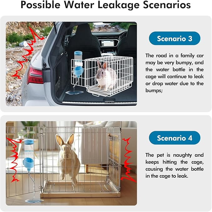 Vannon Top Fill Small Animal Water Dispenser for Cage, 23oz Auto Feeding Crate Water Bottle for Rabbit, Chinchilla, Ferret, Guinea Pig, Squirrel, Hedgehog, Pet Nozzle Diameter: 10mm, BPA Free, Blue