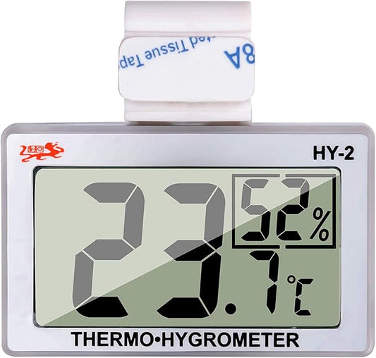 Digital Reptile Thermometer Hygrometer with Hook & Adhesive, LCD Display Temperature Humidity Gauge for Reptile Tanks, Terrariums, Bearded Dragon, Hermit Crab Accessories (-10℃~+50℃/20%-90% RH)