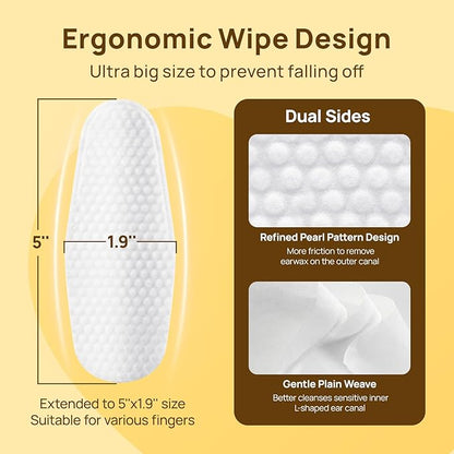 HICC PET Dog Ear Wipes Finger 100 Count Dog Ear Cleaner Wipes for Dogs & Cats, Dog Ear Infection Treatment to Relieve Ear Itching & Inflammation, Remove Ear Wax, Dirt, Smelly - Honey Scent