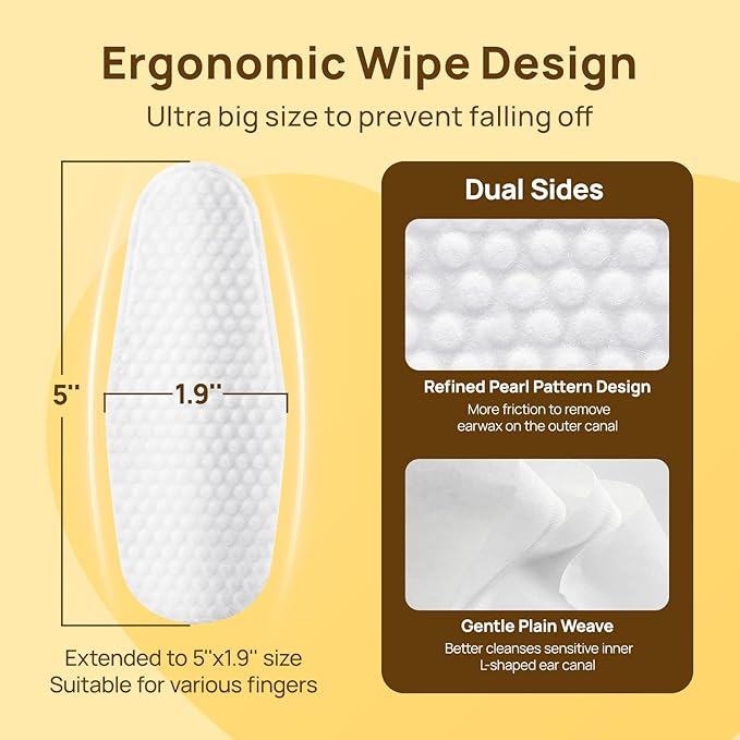 HICC PET Dog Ear Finger Wipes, Ear Cleaner Wipes for Dogs & Cats, Dog Ear Infection Treatment to Relief Itching & Inflammation, Remove Wax, Dirt & Stop Smelly, Non-Irritating, 50ct(Unscented)